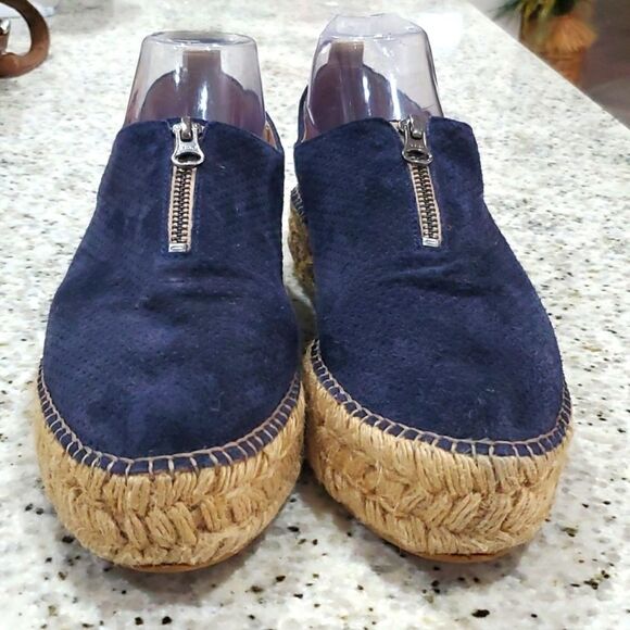 Eric Michaels Serena blue nubuck zip front platform espadrille. Size 41 / 10 - Picture 2 of 8